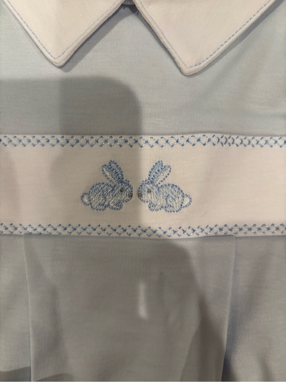 Kissy Kissy Pale Blue Romper with White Peter Pan Collar - Picture 4 of 5